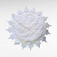 Vintage Quilted Table Topper, 18 Inch Round Centerpiece, Unique Home Decor, Gift for Her, Housewarming Present