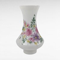 Vintage Floral Glass Lamp Shade, Hand Painted Lamp Cover, Replacement Shade,  Floral Decor,  Home Decor,  Vintage Lighting,  Glass Shade