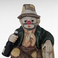 Vintage Hobo Clown Music Box, Ceramic Clown with Bottle and Suitcase, Slow Music, Collectible Clown Figurine, Gift for Collector
