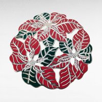 Vintage Metal Poinsettia Trivet, Holiday Decor, Christmas Gift, Wall Hanging, 8.5 Inch, Original Box