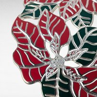 Vintage Metal Poinsettia Trivet, Holiday Decor, Christmas Gift, Wall Hanging, 8.5 Inch, Original Box