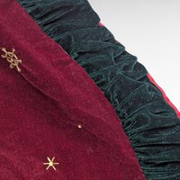Vintage Handmade Burgundy and Green Velvet Shawl with Eyelet Clasps, One-Size, Warm, Festive