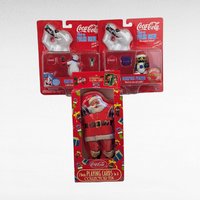 Vintage Coca Cola Lot, Wind-Up Polar Bears, Santa Tin Playing Cards, Collectible Coca Cola, New in Package