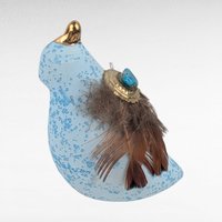 Vintage Blue & Pink Ceramic Animal Figurines, Wolf Bear Bird Roadrunner Set, Native Inspired Decor, Southwestern Style, Gift for Collector