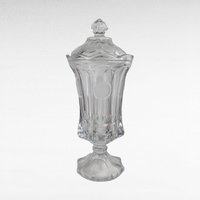 Vintage Fostoria Coin Covered Urn and Cruet Set, Crystal Glass, 13" Height, Decorative Set, Gift for Collector