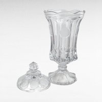 Vintage Fostoria Coin Covered Urn and Cruet Set, Crystal Glass, 13" Height, Decorative Set, Gift for Collector
