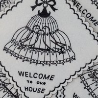 Vintage Monogram Coasters, Paper Saucermats, "Welcome to Our Home" Set, Party Supplies, Housewarming Gift