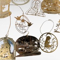Vintage Gold Tone Christmas Ornaments, 14 Piece Holiday Decor Set, Classic Christmas Tree Ornaments, Gift for Ornament Collectors