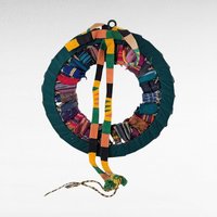 Vintage Handmade Worry Doll Wreath, Guatemalan Wall Hanging, Colorful Folk Art Decor, Bohemian Home Decor, Cultural Gift