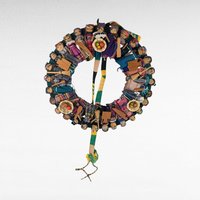 Vintage Handmade Worry Doll Wreath, Guatemalan Wall Hanging, Colorful Folk Art Decor, Bohemian Home Decor, Cultural Gift