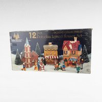 Vintage Dickens Collectibles Porcelain Lighted Houses Set, Christmas Village Display, Holiday Decor, Christmas Decoration