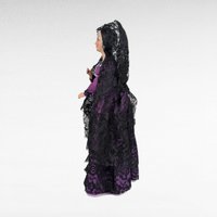 Vintage 1960s Spanish Flamenco Dancer Doll, Purple Dress, Black Lace, 11 Inches, Collectible Doll, Gift for Doll Collectors, Vintage Decor