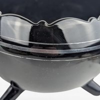 Vintage Black Glass Bowl Set, LE Smith Plate, Hand Painted Floral Bowl, Footed Bowl, Diamond Block Bowl, Gift for Collector, Home Decor