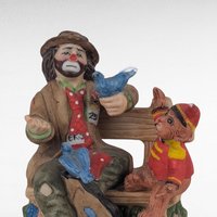Vintage Flambro 3" Emmett Kelly Jr. Feeding Birds Figurine, Ceramic Clown, Collectible Figurine, Gift for Bird Lover, Circus Decor