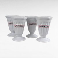 Vintage Smuckers Ceramic Ice Cream Cups, Set of 4, Sundae Dishes, Collectible Kitchenware, Smuckers Memorabilia, Ice Cream Party