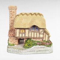 1993 David Winter Whileaway Cottage, Hand Made Village Figure, Collectible English Cottage Decor, Gift for Miniature Collectors, 4 inches
