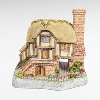 1993 David Winter Whileaway Cottage, Hand Made Village Figure, Collectible English Cottage Decor, Gift for Miniature Collectors, 4 inches