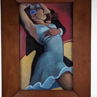 Vintage Bill Brauer "Scarlet Dancer" Tango Print, Framed Wall Art, Couple Dancing, Romantic Decor, Gift for Dance Lovers