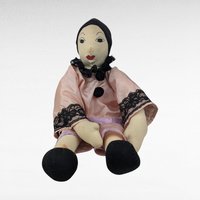 Vintage Handmade Cloth Doll Pair, Pink & Black Doll, Companion Doll, Collectible Dolls, Gift for Child, Nostalgic Decor