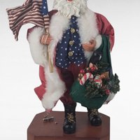 Vintage Kurt Adler Patriotic Santa Music Box, Americana Christmas Decor, Collectible Holiday Figurine, Gift for Collector