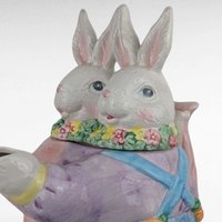 Vintage Dancing Rabbit Teapot, 9" Ceramic Bunny Teapot, Whimsical Kitchen Decor, Spring Easter Gift, Collectible Teapot