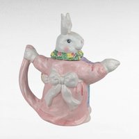 Vintage Dancing Rabbit Teapot, 9" Ceramic Bunny Teapot, Whimsical Kitchen Decor, Spring Easter Gift, Collectible Teapot