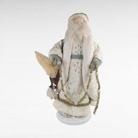 Vintage White Santa with Lambs Figure, 16.5" Cream Santa Claus Figurine, Holiday Decor, Christmas Gift, Mantel Display, Vintage Christmas