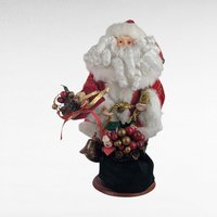 Vintage Santa with Bag and Bells Figure, 12", Christmas Decor, Holiday Collectible, Gift for Santa Collector