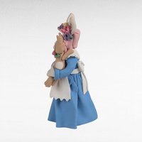 Vintage Handmade Clay Bunny with Dog Figurine, 5.75 Inch, Whimsical Animal Art, Collectible Figurine, Gift for Animal Lover