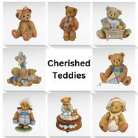 Vintage Cherished Teddies Figurines, 8-Piece Lot, Collectible Teddy Bears, Gift for Collector
