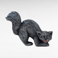Vintage Halloween Decor Lot - Handmade Witch Wall Hanging, Ceramic Witch Tealight Holder, Black Cat Figurine, Witch Ornament with Snake