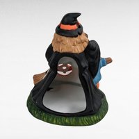 Vintage Halloween Decor Lot - Handmade Witch Wall Hanging, Ceramic Witch Tealight Holder, Black Cat Figurine, Witch Ornament with Snake