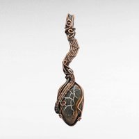 Handmade Septarian Pendant, Copper Wire Wrapped Gemstone Jewelry, Unique Gift for Women, Oxidized Copper Pendant, Black and Tan Septarian