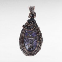 Copper Wire Wrapped Charoite Pendant | Oxidized Copper | Artisan Jewelry | Statement Necklace