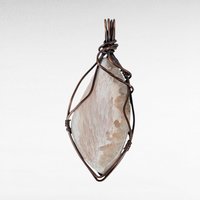 Copper Wire Wrapped Scolecite Pendant | Unique Artisan Jewelry | Handmade Natural Stone Necklace | Bohemian Style Gift for Her