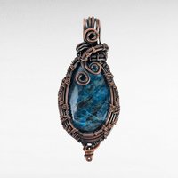 Handmade Copper Wire Wrapped Apatite Pendant | Unique Artisan Jewelry | Gift for Nature Lover