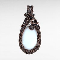 Handcrafted Copper Wire-Wrapped White Chalcedony Pendant | Serene Artisan Jewelry | Gift for Minimalist