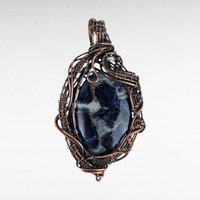 Handmade Copper Wire Wrapped Sodalite Pendant | Unique Artisan Jewelry | Gift for Intuition & Calm