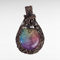 Handmade Copper Wire Wrapped Rainbow Solar Quartz Pendant | Vibrant Artisan Jewelry | Gift for Positivity