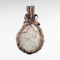 Handcrafted Copper Wire Wrapped Moonstone Pendant | Unique Boho Jewelry | Ethereal Charm