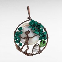 Handmade Copper Wire Pendant, Male and Tree Halloween Necklace, Antiqued Copper Jewelry, Unique Gift for Him