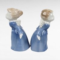 Vintage Kissing Angel Figurine Lot - Bisque Angels, Blue Porcelain Angels - Made in Japan, Romantic Decor