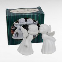 Vintage Kissing Angel Figurine Lot - Bisque Angels, Blue Porcelain Angels - Made in Japan, Romantic Decor