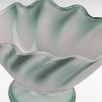 Vintage Regal Ceramic Planter, Green & White Clam Shell Vase, 5" Planter, Unique Home Decor, Gift for Plant Lovers