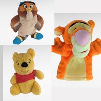 Vintage Disney Plush Pooh Bear Lot - Sears Winnie the Pooh, Mattel Tigger Hand Puppet, Owl Beanie Plush - Collectible Toys