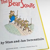 Vintage Berenstain Bears Books and Picture Frame Lot - 1960s Children's Literature - Bear Scouts, Vacation - Collectible Berenstain Bears