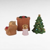 Vintage Homco Ceramic Christmas Cat Family & Bear Figurines, Holiday Decor Set, Collectible Christmas Animals