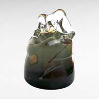 Vintage Art Glass Sculpture, Abstract Form, Signed (Unreadable), Decorative Glass Art, Heavy Glass Piece