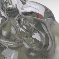 Vintage Art Glass Sculpture, Abstract Form, Signed (Unreadable), Decorative Glass Art, Heavy Glass Piece
