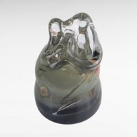 Vintage Art Glass Sculpture, Abstract Form, Signed (Unreadable), Decorative Glass Art, Heavy Glass Piece